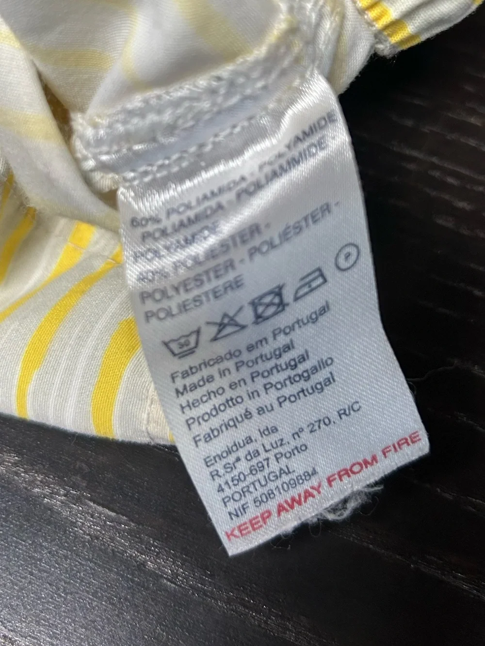 Knot Kids Yellow & Grey & White Striped Swim Trunks 12 months